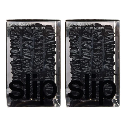 Slip Pure Silk Skinny Scrunchies Black, 2 4-packs